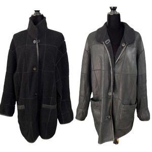 CHRIST Shearling/ Real Leather SHEARLING SHEEPSKIN LAMBSKIN COAT Reversible